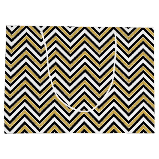 Grand Sac Cadeau Chevron doré  (Dos)