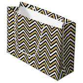 Grand Sac Cadeau Chevron doré  (Devant Angle)