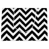Grand Sac Cadeau Chevron horizontal noir et blanc de grande taille (Devant)