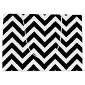 Grand Sac Cadeau Chevron horizontal noir et blanc de grande taille (Dos)