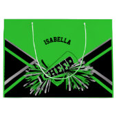 Grand Sac Cadeau Chevrons - Lime Vert, Noir, Argent - Grand (Devant)