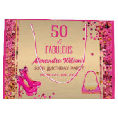 Grand Sac Cadeau Chic 50& Fabuleux talons hauts Or Hot rose Parties (Dos)
