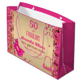Grand Sac Cadeau Chic 50& Fabuleux talons hauts Or Hot rose Parties (Dos Angle)