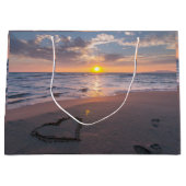 Grand Sac Cadeau Chic Beach Sunset Coeur Dans Le Sable (Devant)