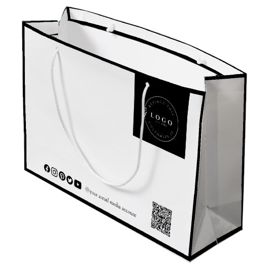 Grand Sac Cadeau Chic Black & White Business (Dos Angle)