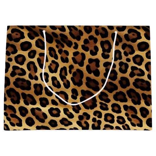 Grand Sac Cadeau Chic Brown léopard d'or (Devant)