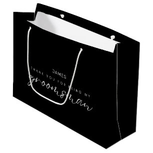 Grand Sac Cadeau Chic Calligraphie Merci Groomsman