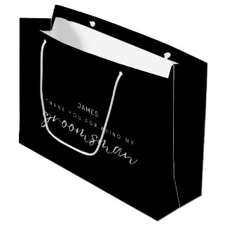 Grand Sac Cadeau Chic Calligraphie Merci Groomsman