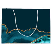 Grand Sac Cadeau Chic Custom Bat mitzvah Mazel Tov Turquoise Gold (Dos)