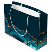 Grand Sac Cadeau Chic Custom Bat mitzvah Mazel Tov Turquoise Gold (Dos Angle)