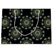 Grand Sac Cadeau Chic Gold & Green Asian Style Motif (Devant)