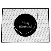 Grand Sac Cadeau Chic Houndstooth Notes musicales Joyeux Noël (Devant)