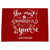 Grand Sac Cadeau Chic Le Temps le plus merveilleux de l'année Monog (Devant)