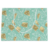 Grand Sac Cadeau Chic Mint Gold Diamonds Anniversaire (Devant)