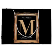 Grand Sac Cadeau Chic Monogramme noir et or (Dos)