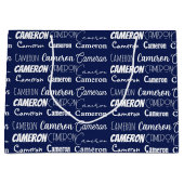 Grand Sac Cadeau Chic Navy Blue Customized Birthday (Devant)