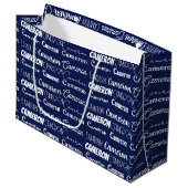 Grand Sac Cadeau Chic Navy Blue Customized Birthday (Devant Angle)