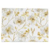 Grand Sac Cadeau Chic Romantique Or Blanc Fleur Mariage (Dos)