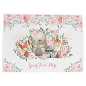 Grand Sac Cadeau Chic Rose Bois Animaux Bébé Fille Anniversaire (Dos)