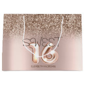 Grand Sac Cadeau Chic Rose Parties scintillant or Ombre Sweet 16 (Devant)