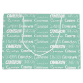 Grand Sac Cadeau Chic Seafoam Green Custom Name Collage Birthday (Devant)