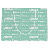 Grand Sac Cadeau Chic Seafoam Green Custom Name Collage Birthday (Dos)