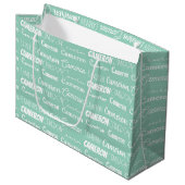 Grand Sac Cadeau Chic Seafoam Green Custom Name Collage Birthday (Devant Angle)