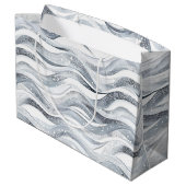 Grand Sac Cadeau Chic Silver Glam Abstrait anniversaire (Dos Angle)