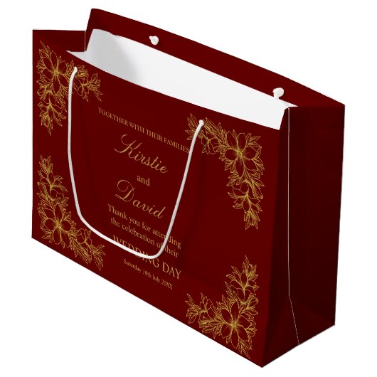 Grand Sac Cadeau Chic Wedding Day Ornate Frame and Flowers (Devant Angle)