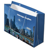 Grand Sac Cadeau Chicago, Illinois Abstrait Skyline (Devant Angle)
