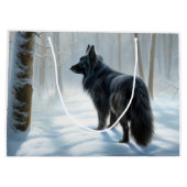 Grand Sac Cadeau Chien à neiger belge Noël (Dos)