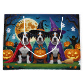Grand Sac Cadeau Chien American Staffordshire Citrouille Halloween (Devant)