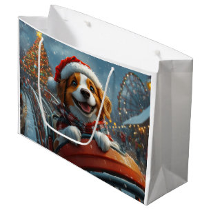 Grand Sac Cadeau Chien Brittany Spaniel Noël