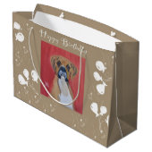 Grand Sac Cadeau Chien de boxe Joyeux anniversaire (Dos Angle)