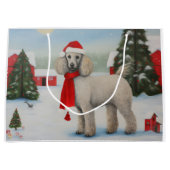 Grand Sac Cadeau Chien de caniche à Noël de neige (Devant)