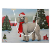 Grand Sac Cadeau Chien de caniche à Noël de neige (Dos)