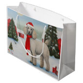 Grand Sac Cadeau Chien de caniche à Noël de neige (Dos Angle)