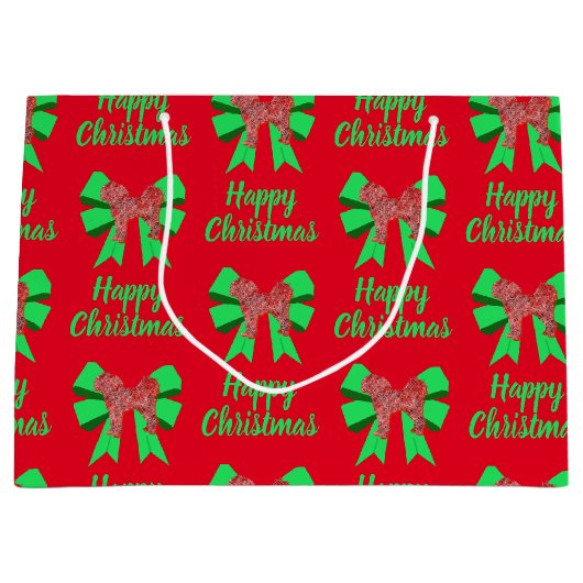 Grand Sac Cadeau Chien de Noël de Cavapoo et mât vert (Devant)
