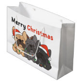 Grand Sac Cadeau Chien de Noël Français Chien de Noël Animaux migno (Devant Angle)