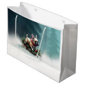 Grand Sac Cadeau Chien de Noël neige hiver (Devant Angle)