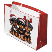 Grand Sac Cadeau Chien de Noël Rottweiler Père Noël (Dos Angle)