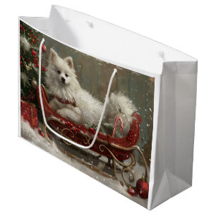 Grand Sac Cadeau Chien Esquimau Américain Noël Festif