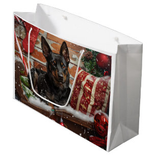 Grand Sac Cadeau Chien Kelpie Australien Noël Festif
