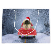 Grand Sac Cadeau Chien pekingese en neige assis sur un camion de No (Devant)