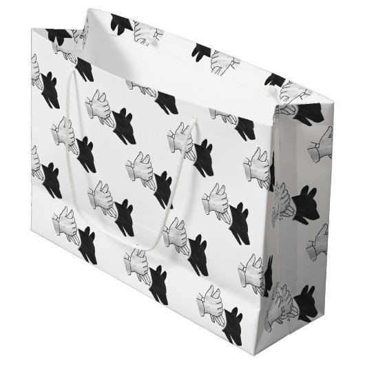 Grand Sac Cadeau Chien Silhouette main (Devant Angle)