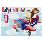 Grand Sac Cadeau Chien volant avion Boy Anniversaire (Dos)