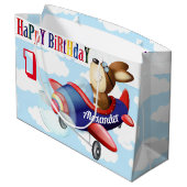 Grand Sac Cadeau Chien volant avion Boy Anniversaire (Dos Angle)