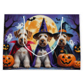 Grand Sac Cadeau Chiens Airedale Terrier Citrouille Halloween Funny (Devant)