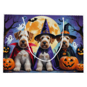Grand Sac Cadeau Chiens Airedale Terrier Citrouille Halloween Funny (Dos)