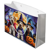 Grand Sac Cadeau Chiens Airedale Terrier Citrouille Halloween Funny (Dos Angle)
